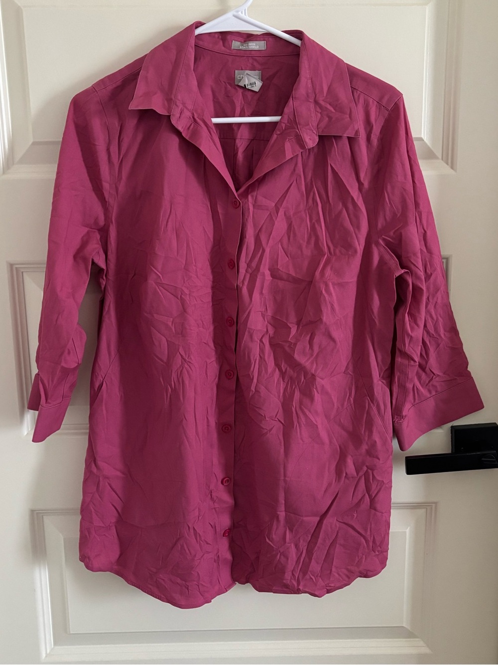 Chico's Button-Front Collared Shirt - Fuchsia